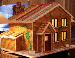 California-San-Diego-Multy-Colored-Christmas-Custom-Gingerbread-Log-Cabin